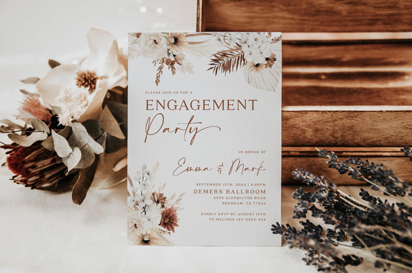 Engagement invitation Pampas  template