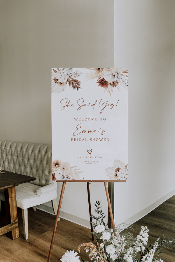 She Said Yes! sign, Welcome sign, Bridal shower sign, Boho welcome sign template #Ellery