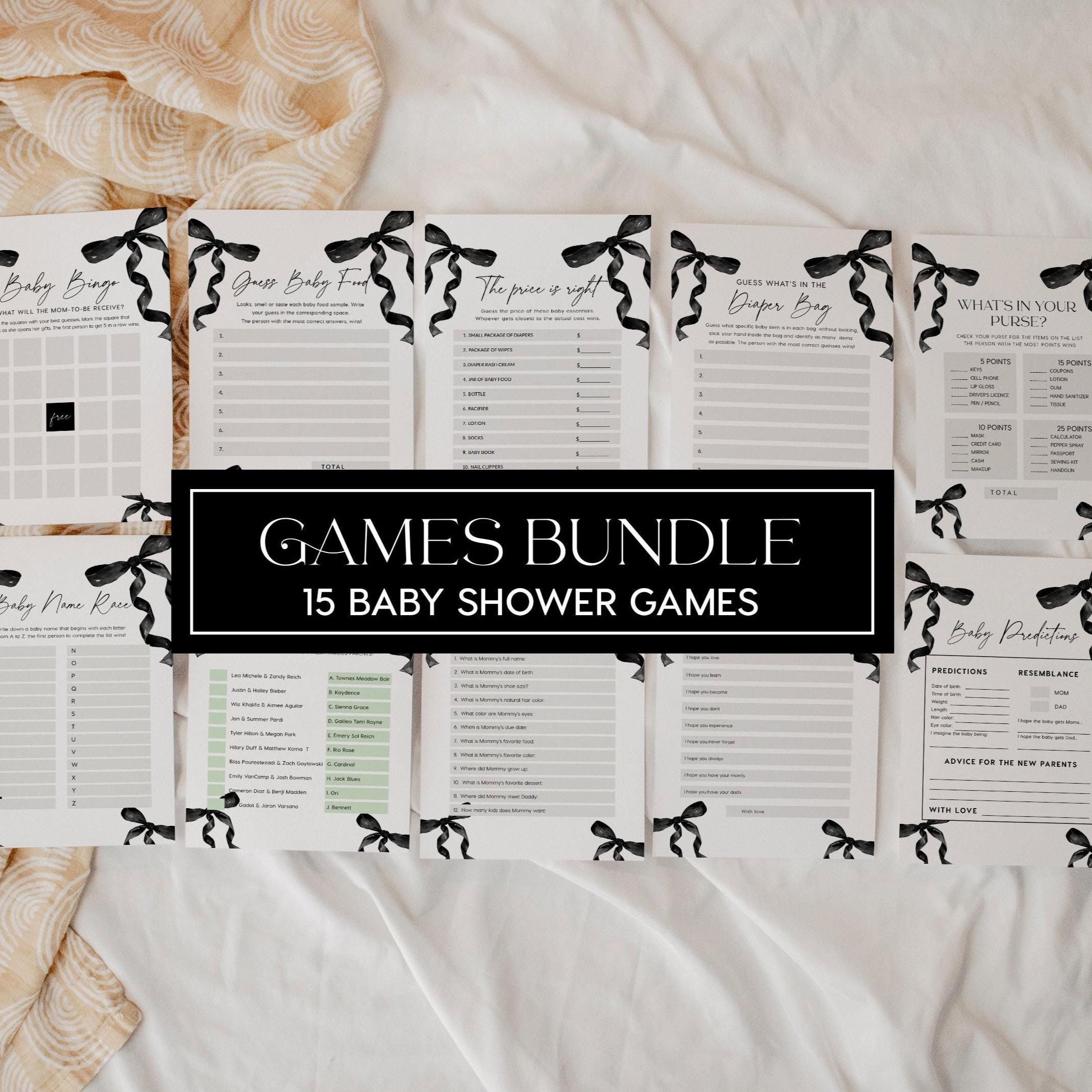 Baby Shower Games | Coquette Bow | Games Bundle | 15 games included - LovelyTemplatesCo