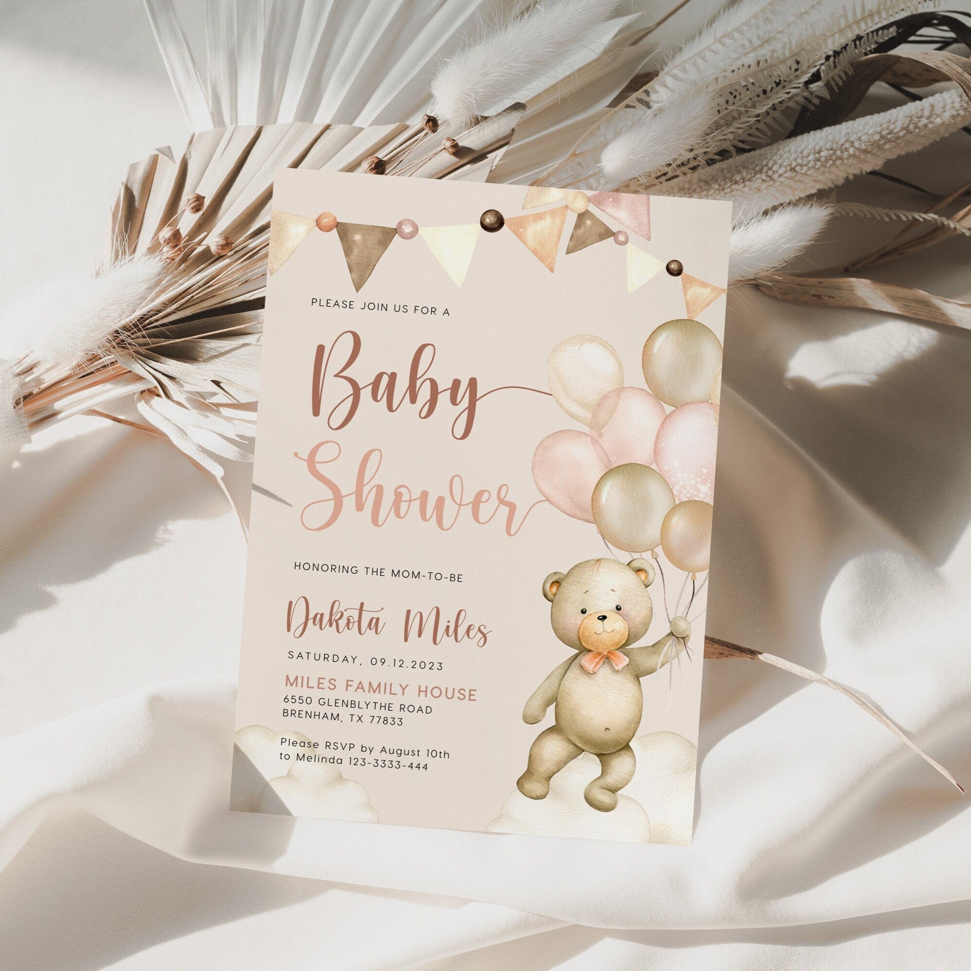 Bear baby Shower invitation, Baby shower invitation template, Neutral baby shower - LovelyTemplatesCo