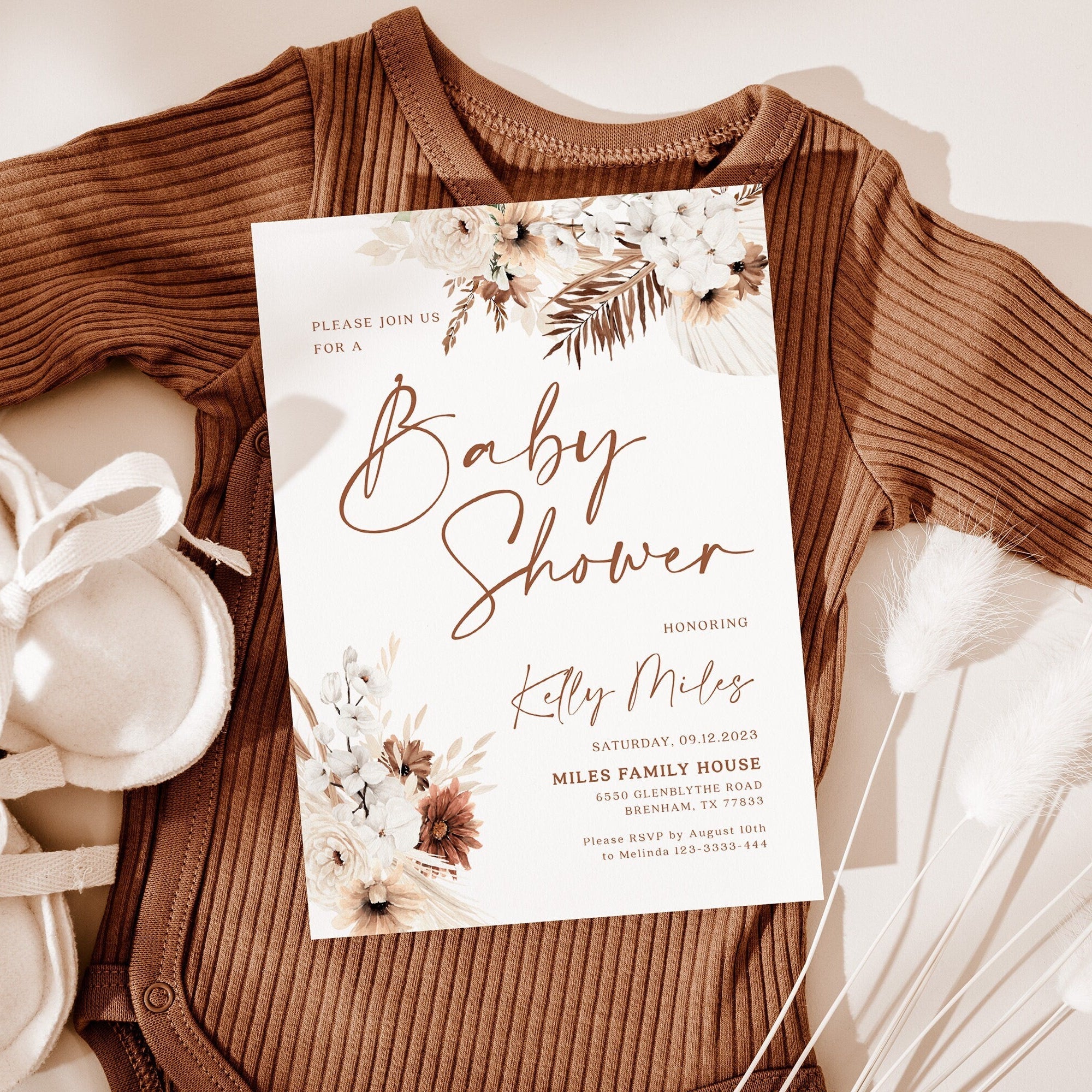 Boho Baby shower invitation - LovelyTemplatesCo
