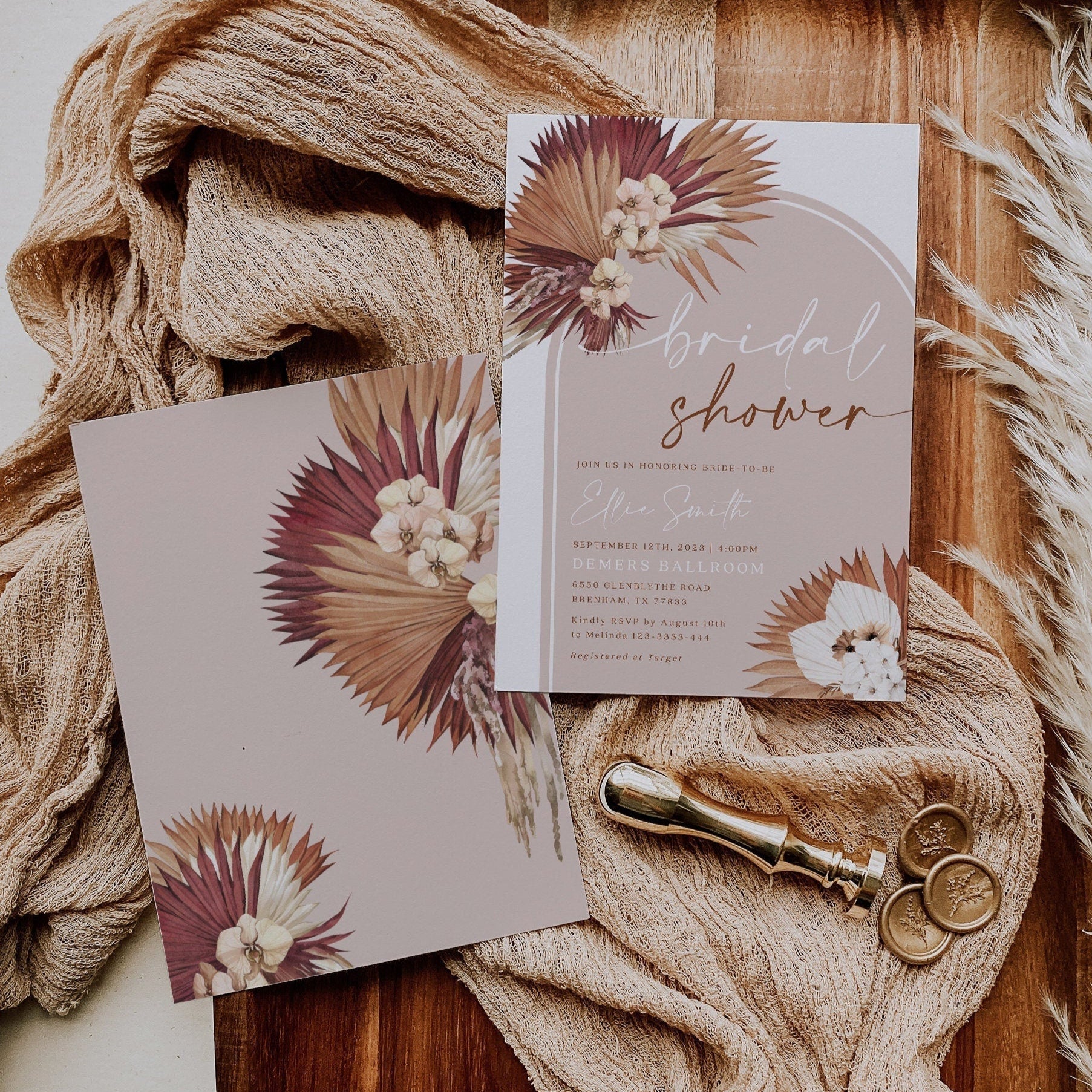 Boho Chic Bridal shower Invitation, Bridal shower template - LovelyTemplatesCo