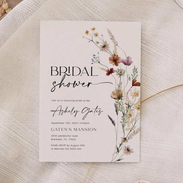 Bridal Shower Invitation | Wildflower Bridal shower - LovelyTemplatesCo