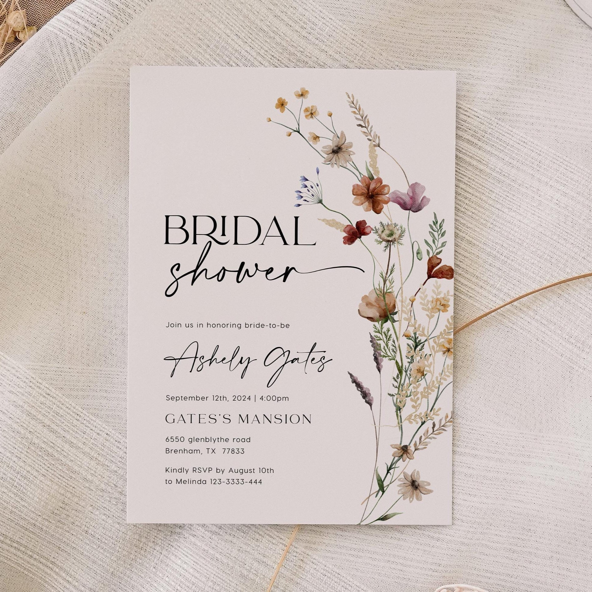 Bridal Shower Invitation | Wildflower Bridal shower - LovelyTemplatesCo