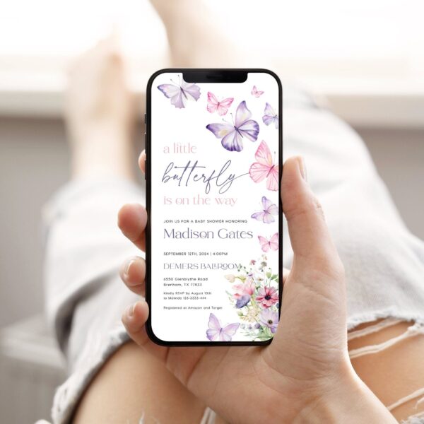Butterfly Invitation Template, Baby Shower Evite - LovelyTemplatesCo