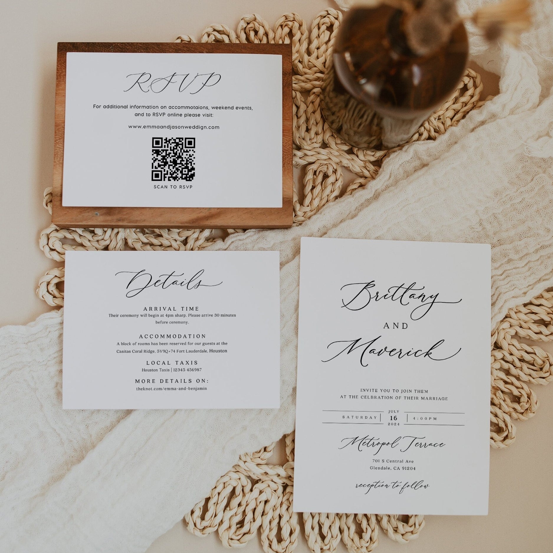 Classic modern wedding invitation template, Minimalist wedding invitation set - LovelyTemplatesCo