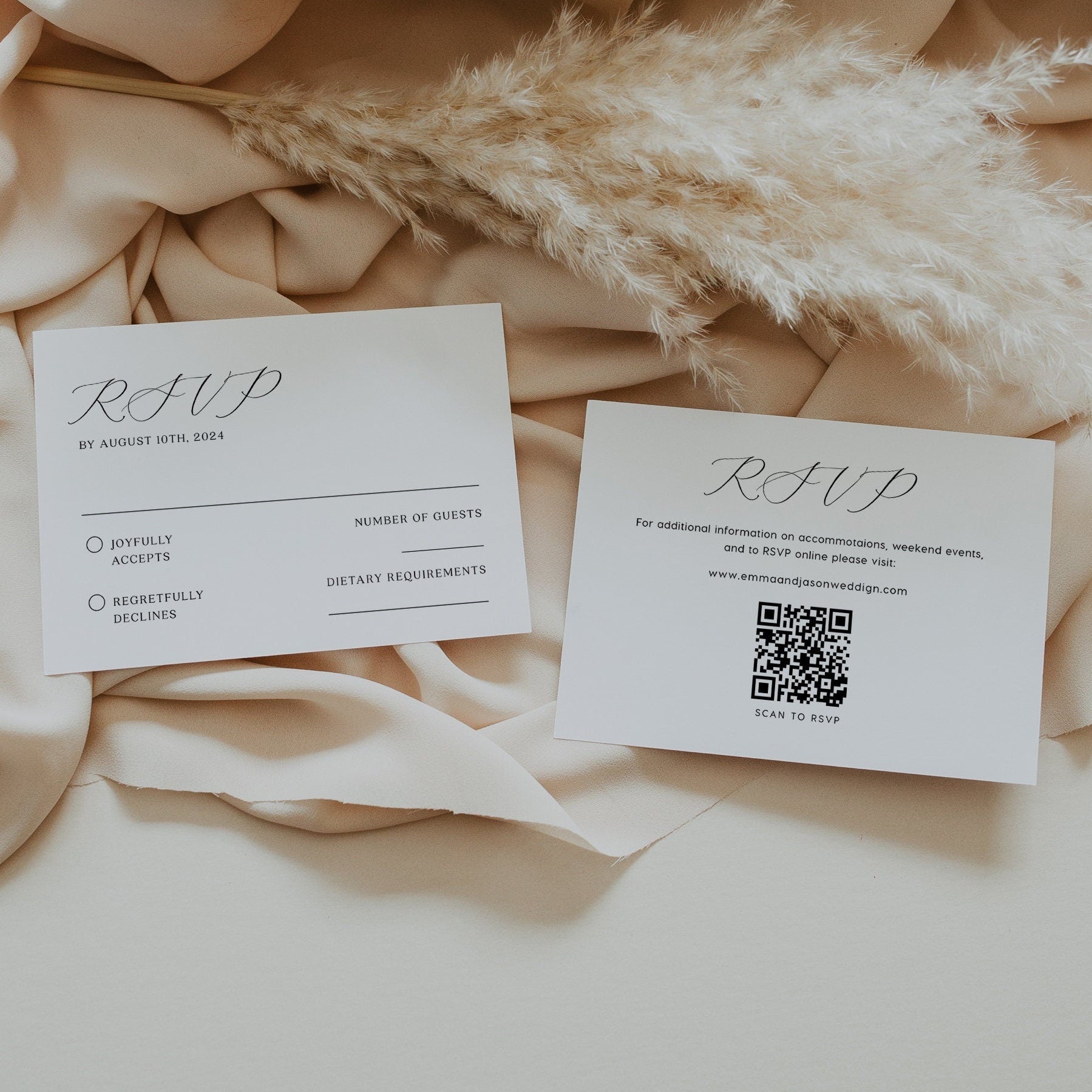 Classic modern wedding invitation template, Minimalist wedding invitation set - LovelyTemplatesCo