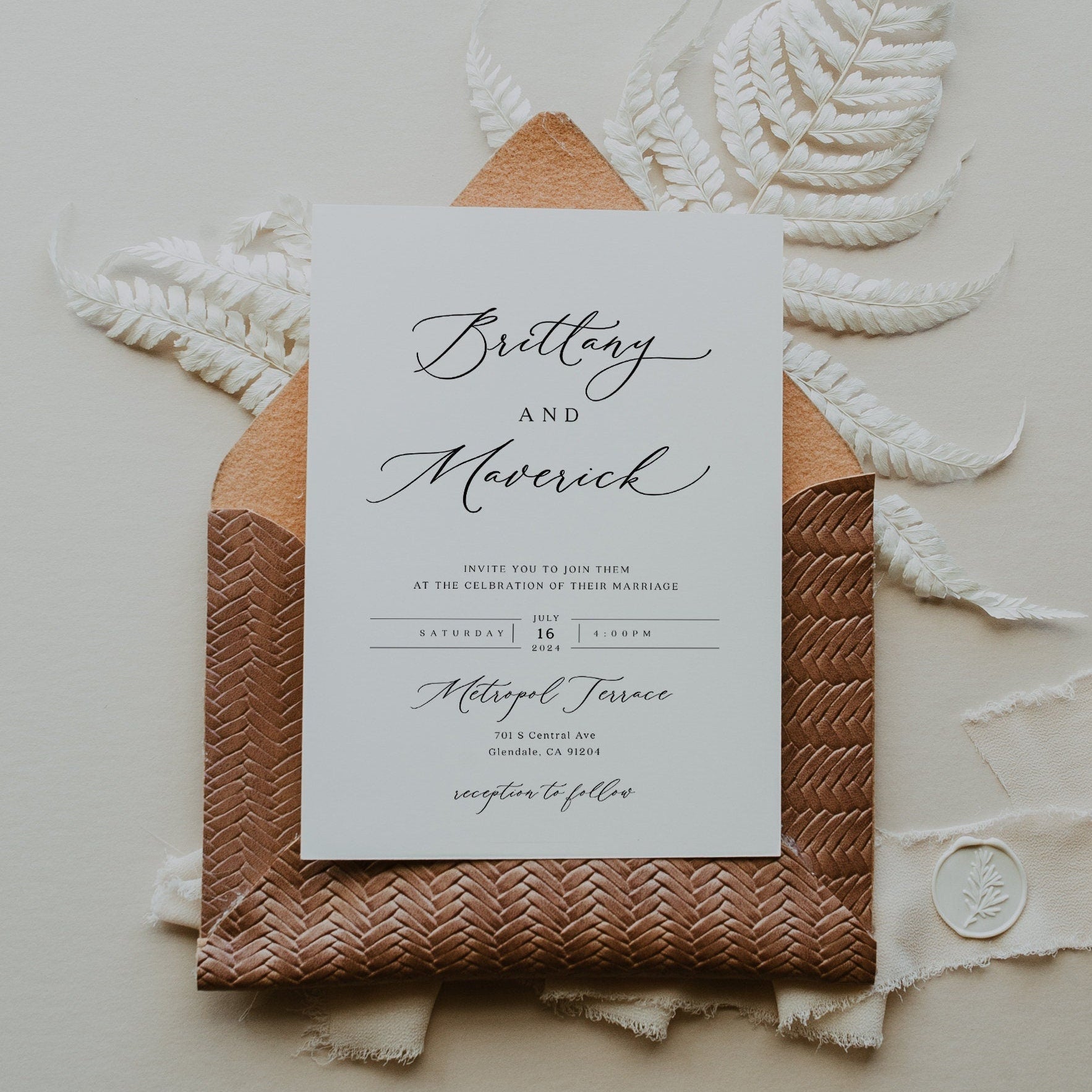 Classic modern wedding invitation template, Minimalist wedding invitation set - LovelyTemplatesCo