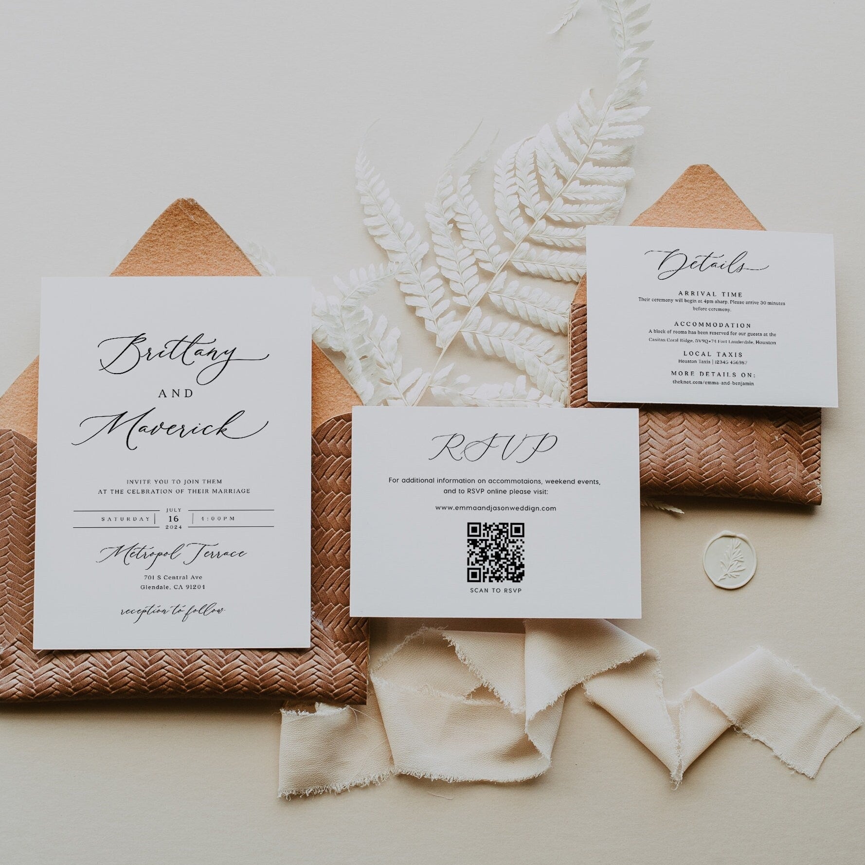 Classic modern wedding invitation template, Minimalist wedding invitation set - LovelyTemplatesCo