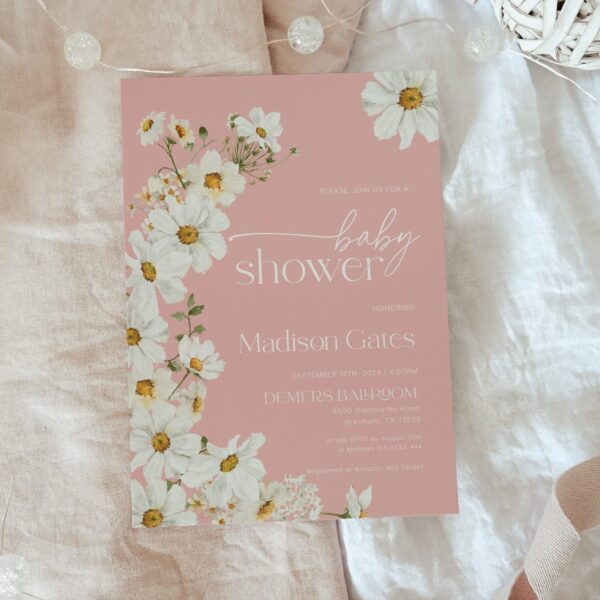 Daisy Baby Shower invitation - LovelyTemplatesCo