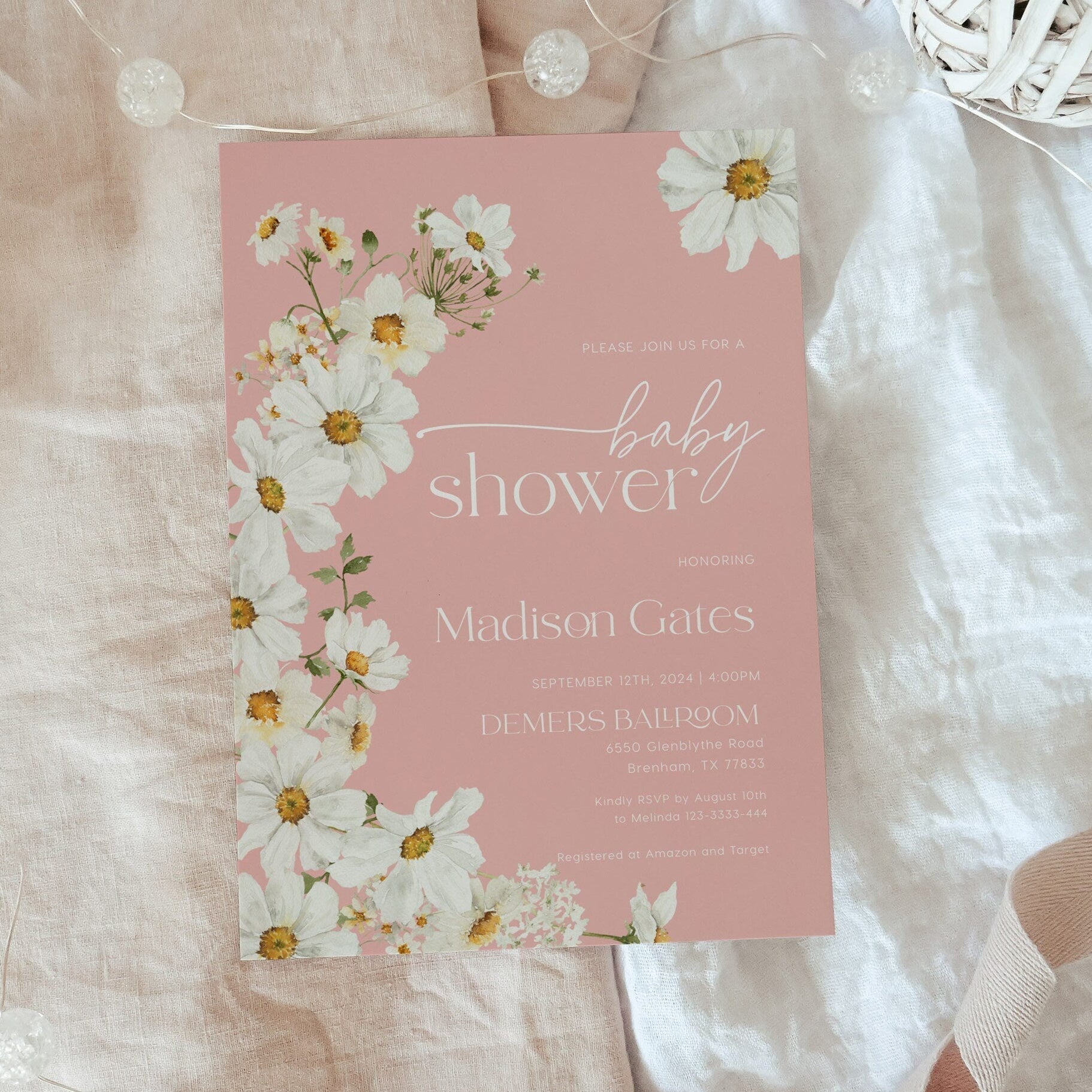 Daisy Baby Shower invitation - LovelyTemplatesCo