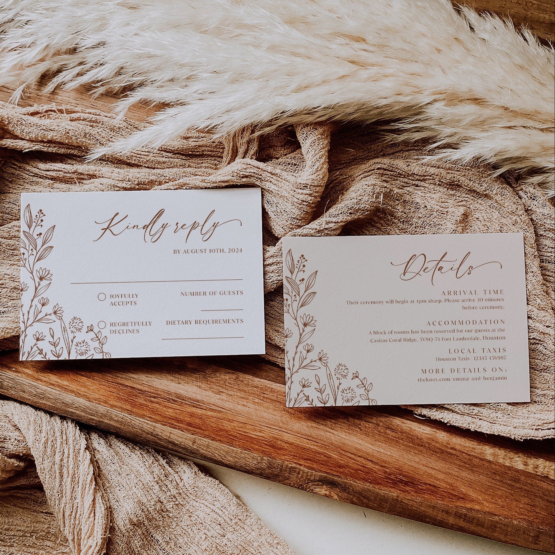 Earthy Wedding Invitations, Terracotta wedding invitation set - LovelyTemplatesCo
