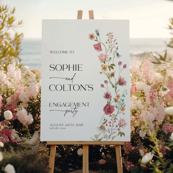 Engagement Party Floral Welcome sign - LovelyTemplatesCo