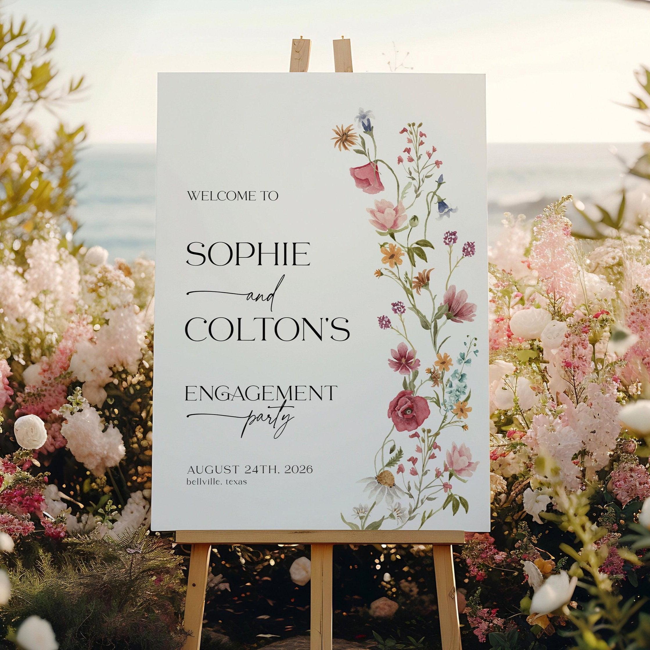 Engagement Party Floral Welcome sign - LovelyTemplatesCo
