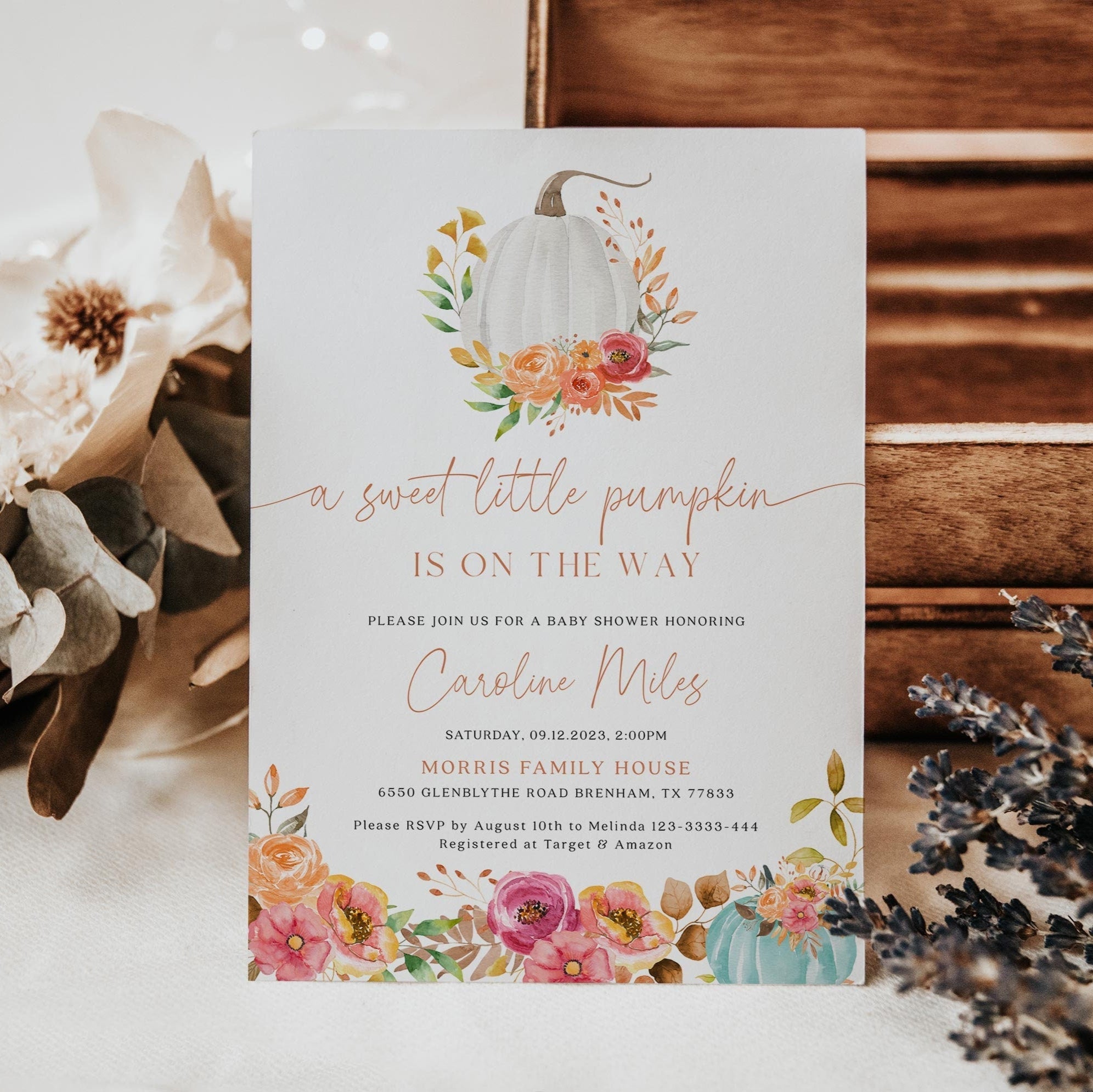 Fall baby shower invitation, Baby shower A sweet little pumpkin Invitation, Pumpkin baby shower - LovelyTemplatesCo