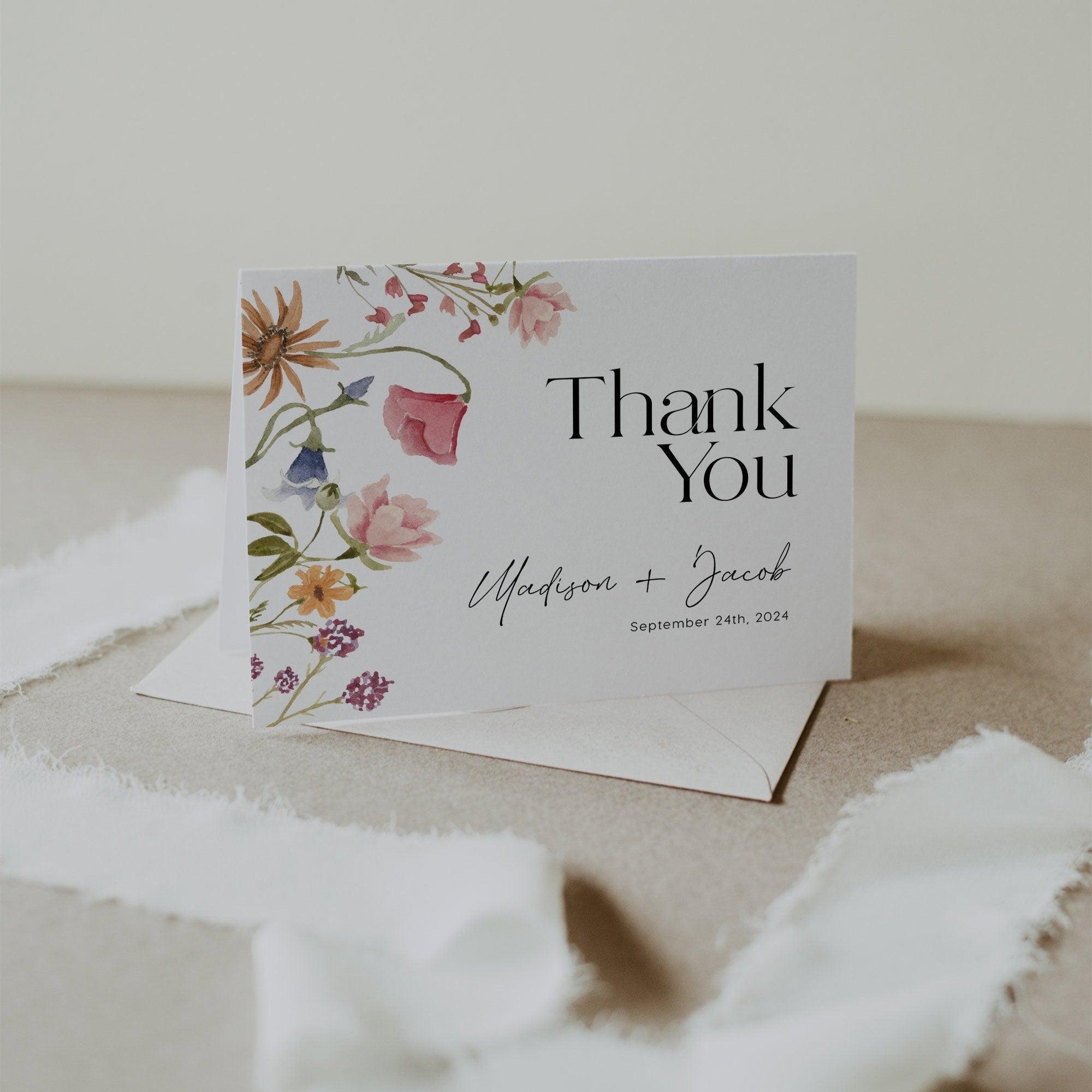 Floral Thank You card - LovelyTemplatesCo