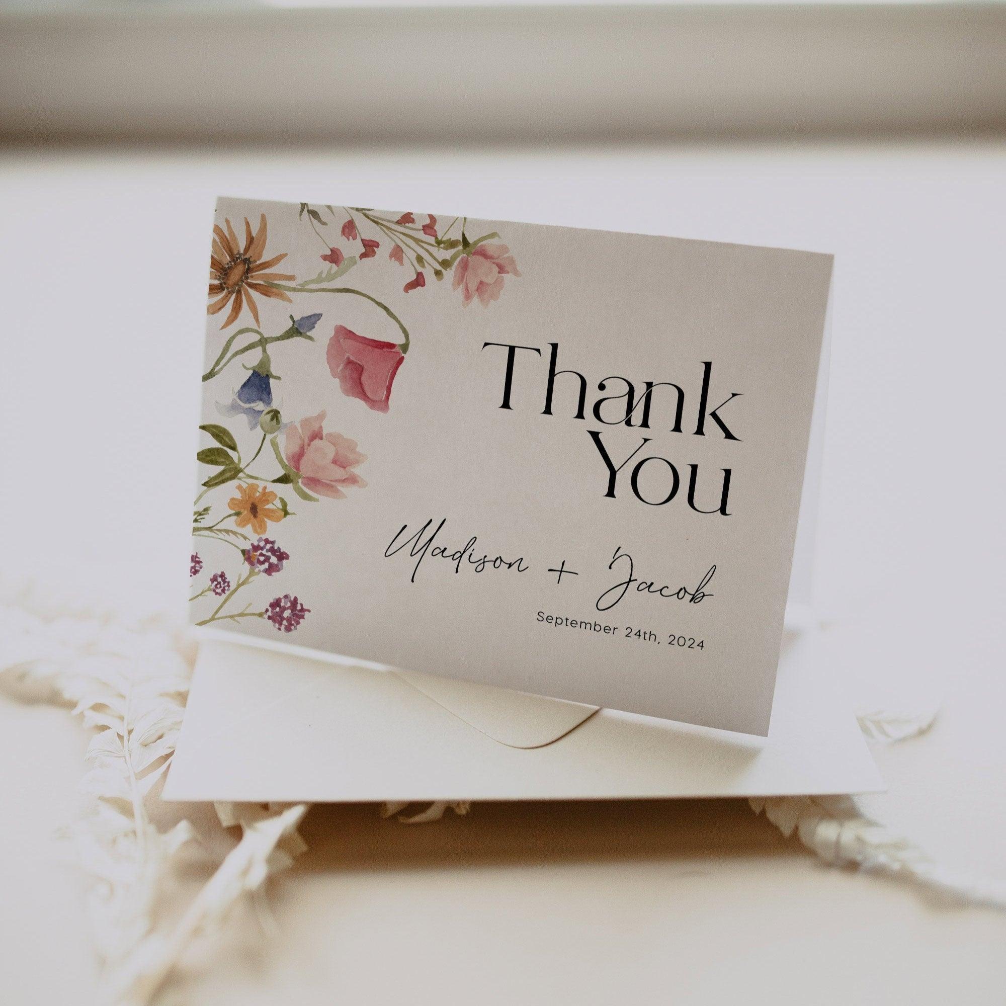 Floral Thank You card - LovelyTemplatesCo