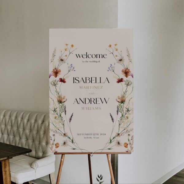 Floral Welcome Sign, Wedding Welcome sign template - LovelyTemplatesCo