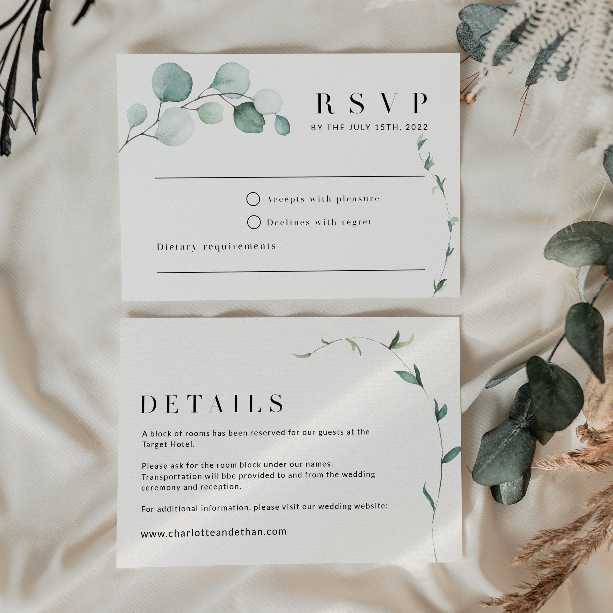 Greenery wedding invitation - LovelyTemplatesCo