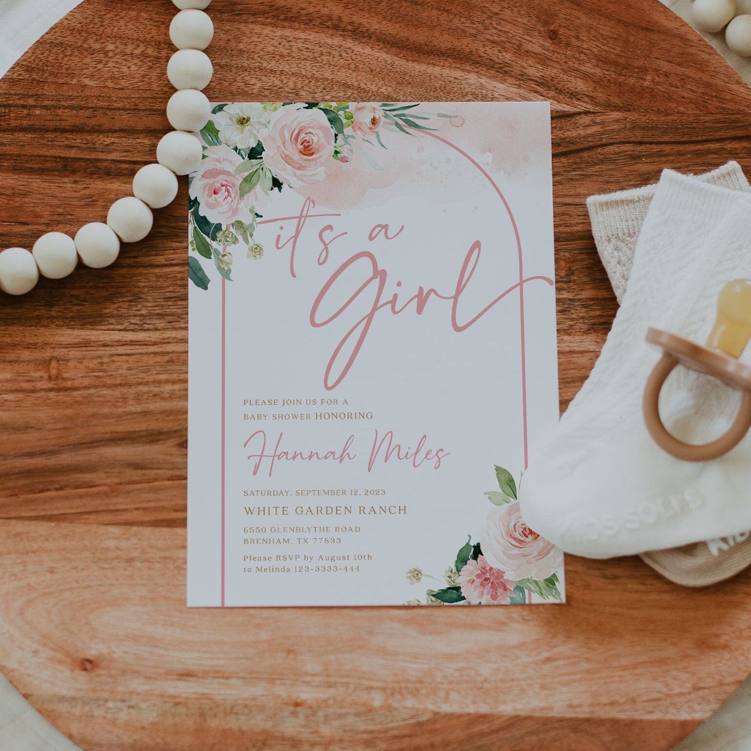 It's a girl invitation, Baby shower invitation template - LovelyTemplatesCo