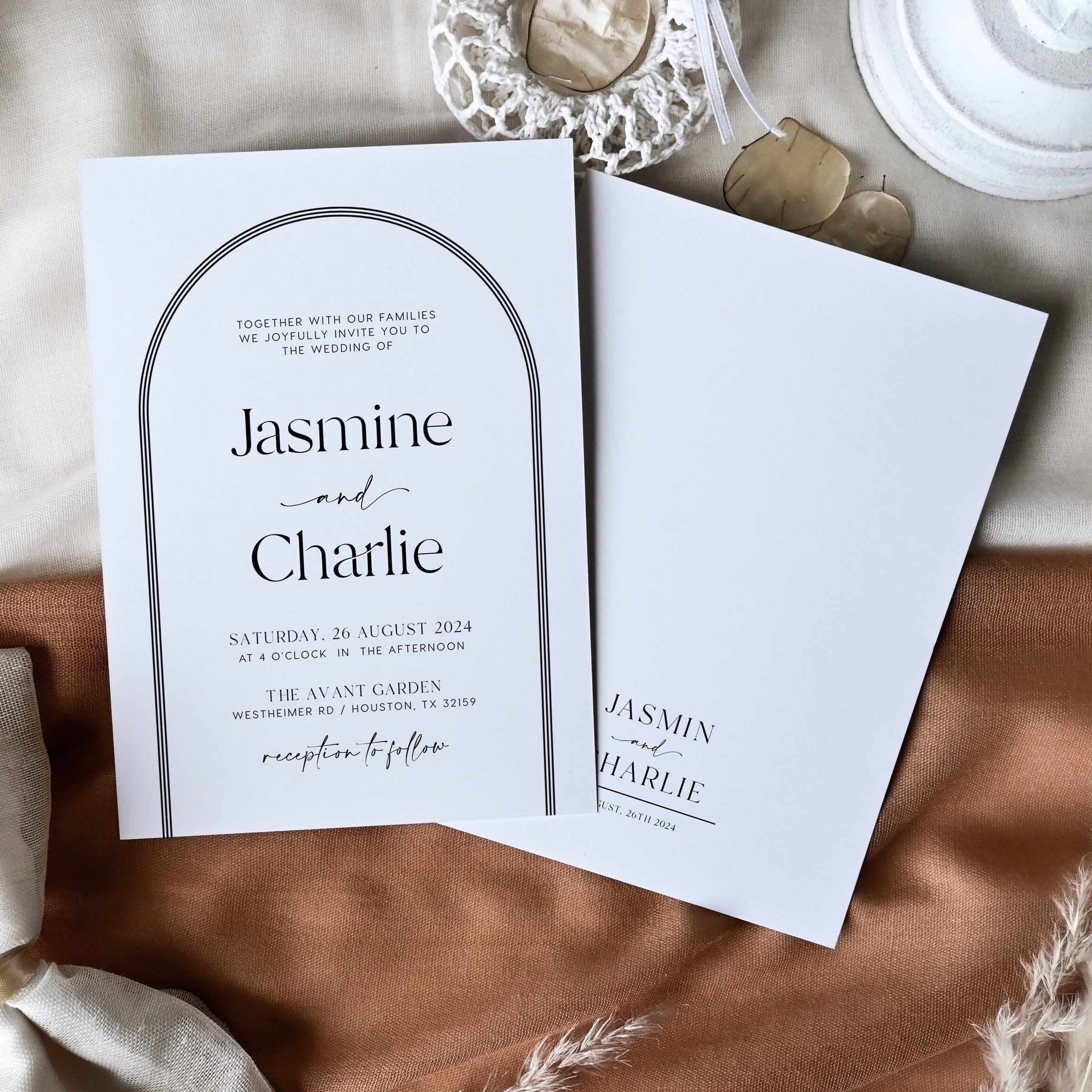 Minimalist Arch Wedding Invitation - LovelyTemplatesCo