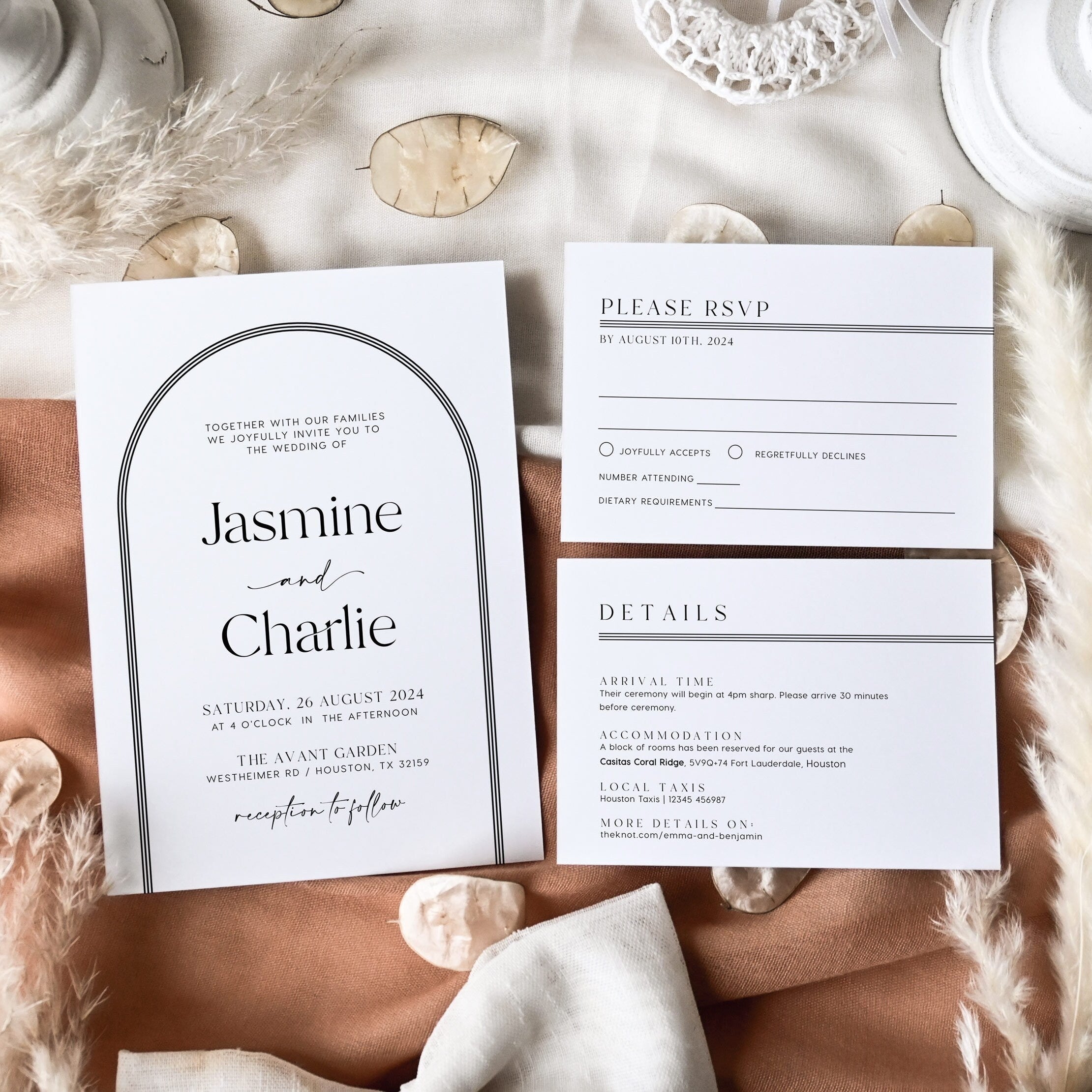 Minimalist Arch Wedding Invitation - LovelyTemplatesCo