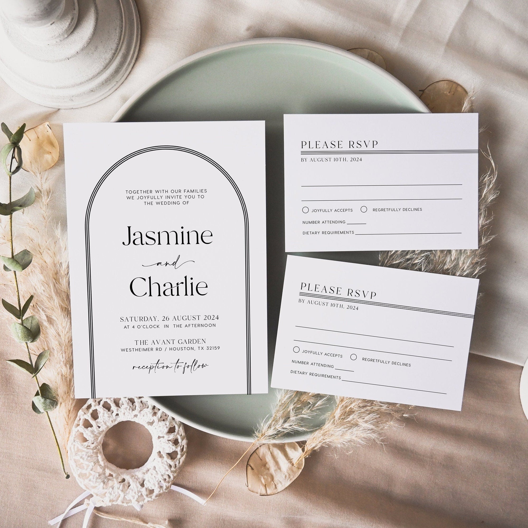 Minimalist Arch Wedding Invitation - LovelyTemplatesCo