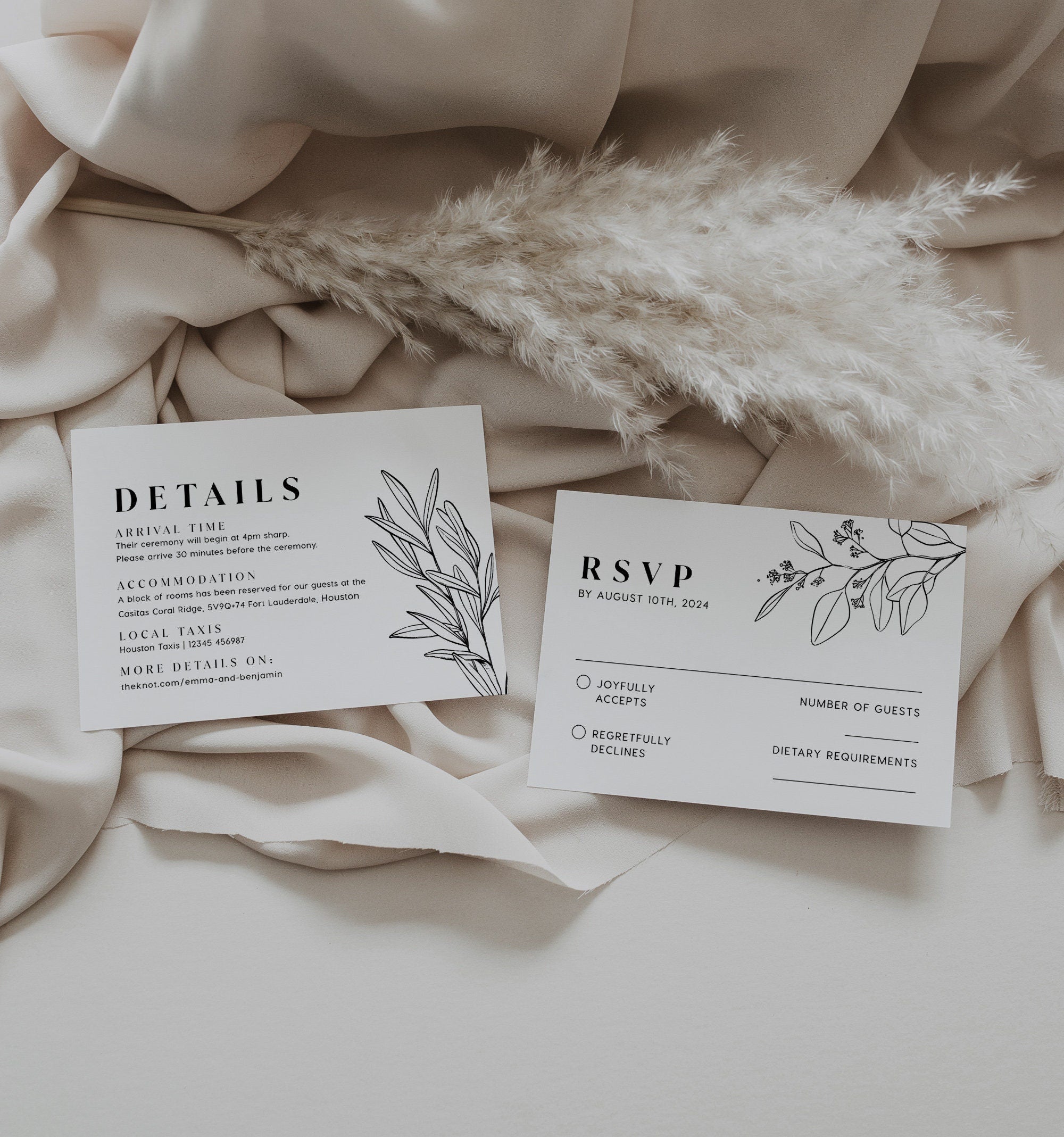 Minimalist Wedding invitation, Botanical Wedding invitation - LovelyTemplatesCo