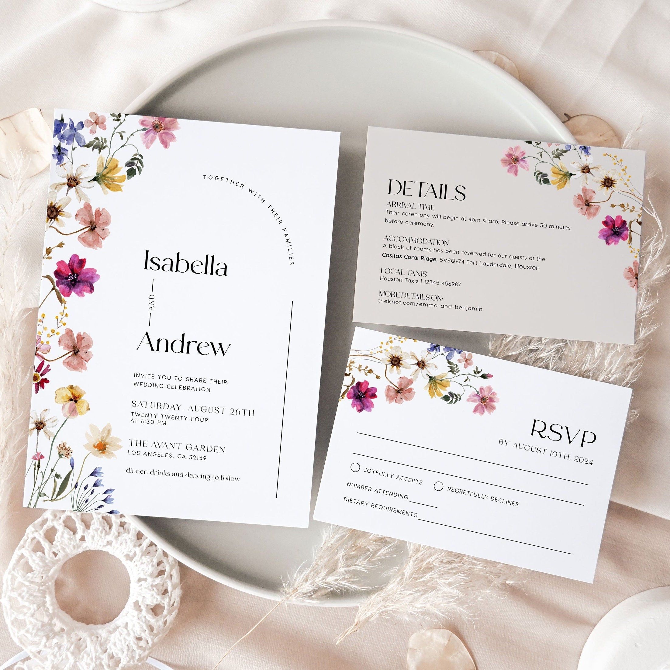 Modern floral wedding invitation - LovelyTemplatesCo