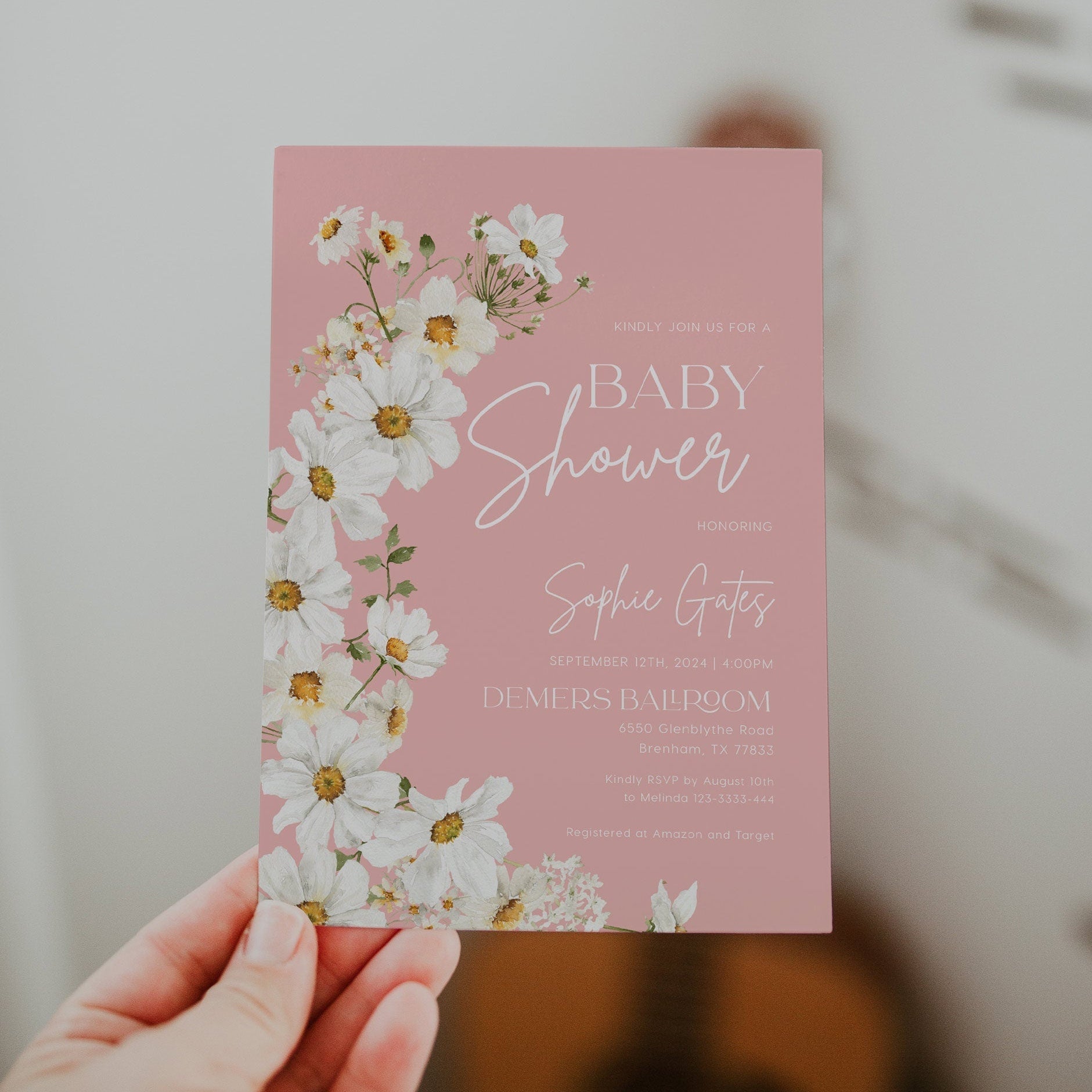 Pink Baby Shower invitation - LovelyTemplatesCo