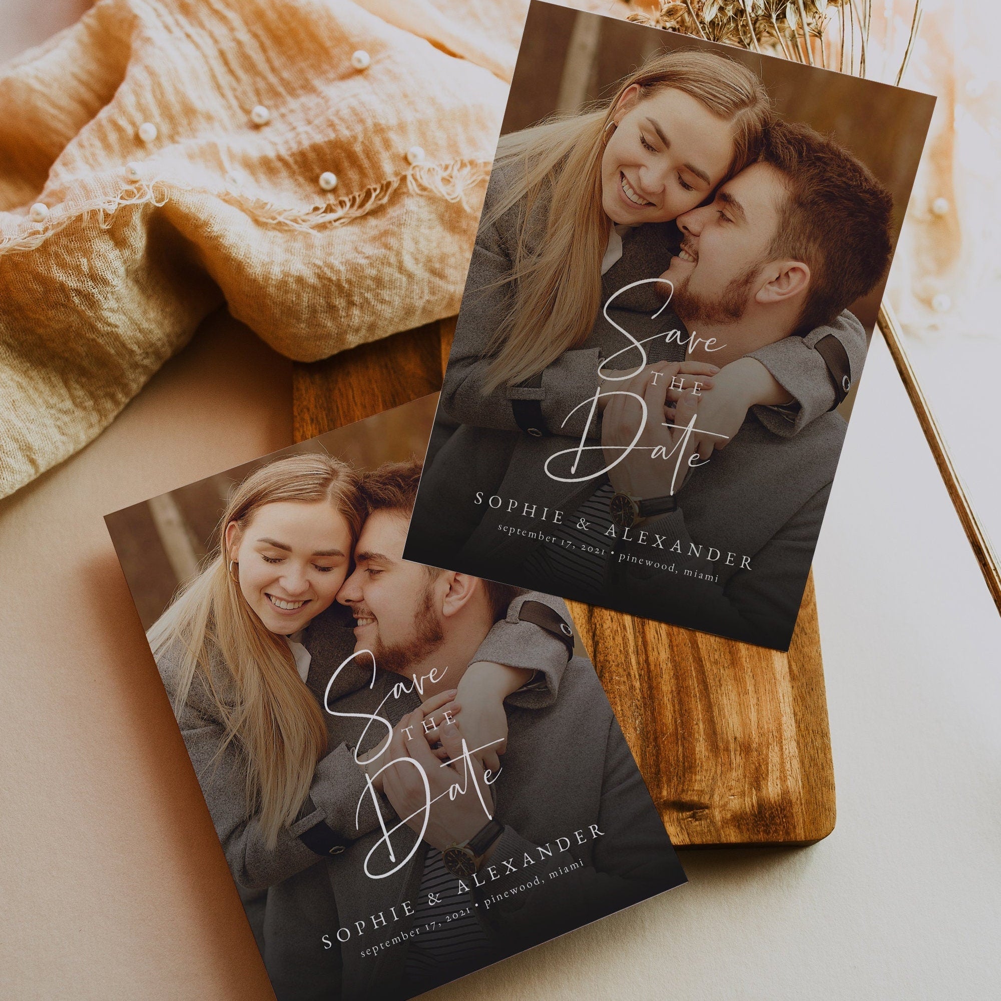 Save the date with photo, Save the date template, Instant edit and download - LovelyTemplatesCo