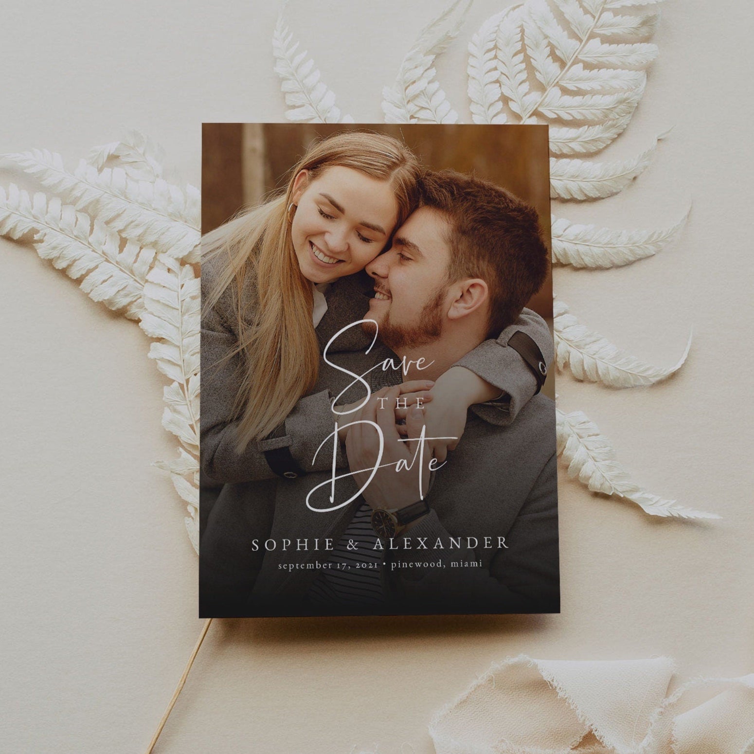 Save the date with photo, Save the date template, Instant edit and download - LovelyTemplatesCo