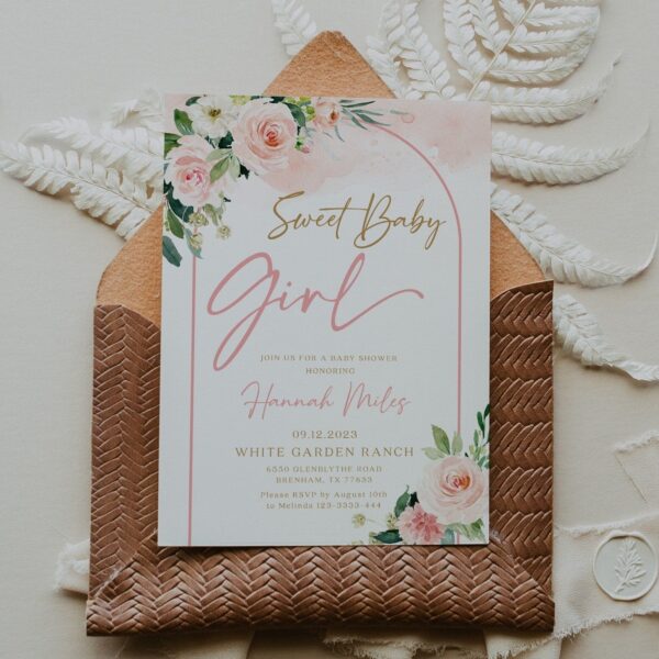 Sweet baby girl invitation, Baby shower girl invitation template - LovelyTemplatesCo