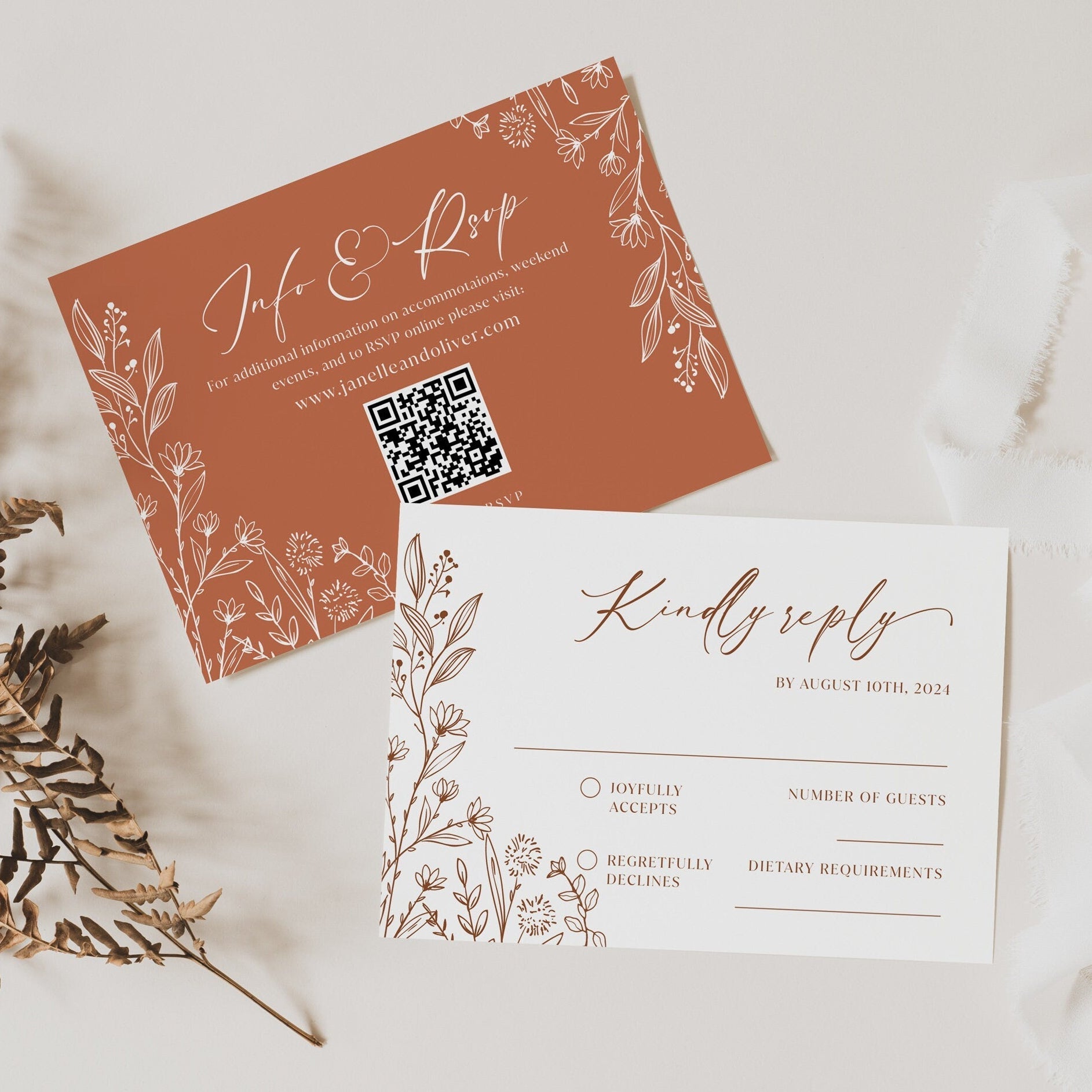 Terracotta Wedding Invitation - LovelyTemplatesCo