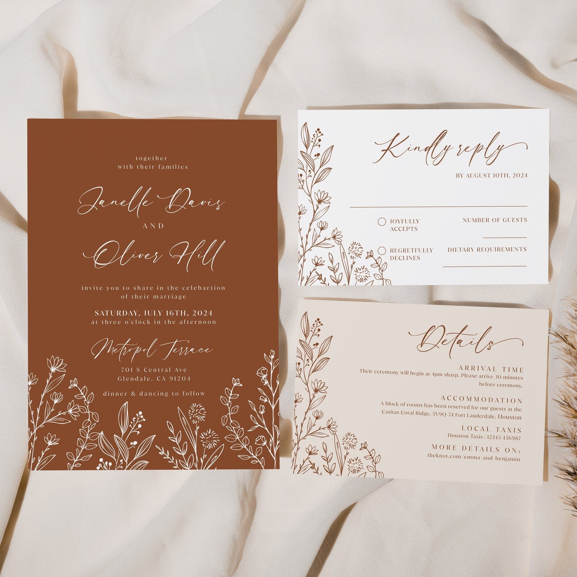 Terracotta Wedding Invitation - LovelyTemplatesCo