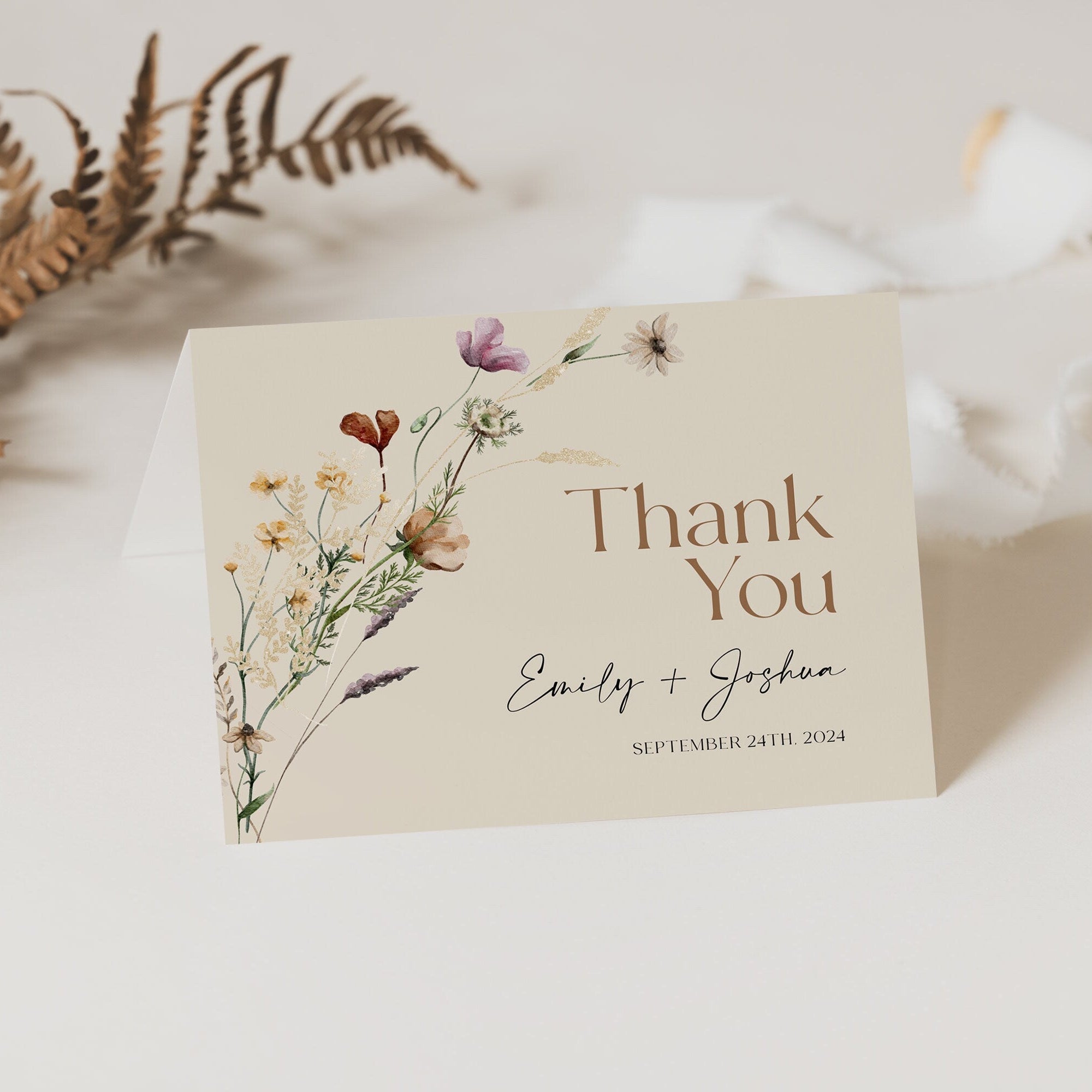 Thank You card | Floral Thank You card | Customizable Thank You card - LovelyTemplatesCo