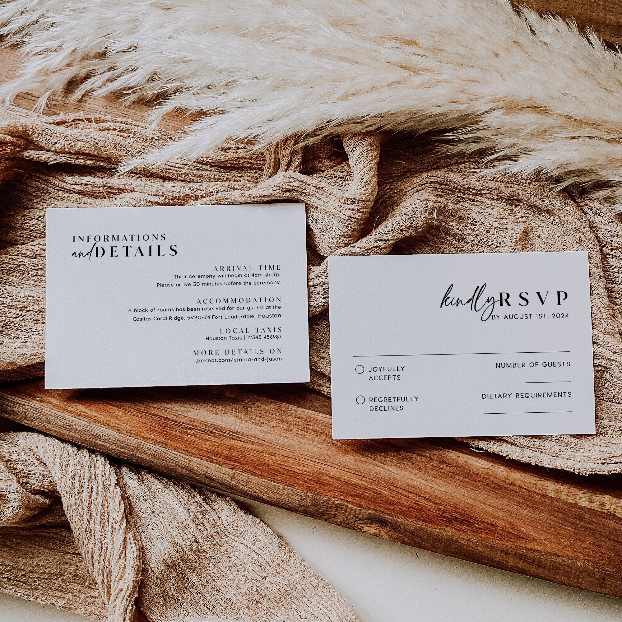 Wedding invitation template, Modern and minimalist wedding invitation set - LovelyTemplatesCo