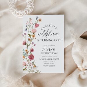 Wildflower 1st Birthday invitation - LovelyTemplatesCo
