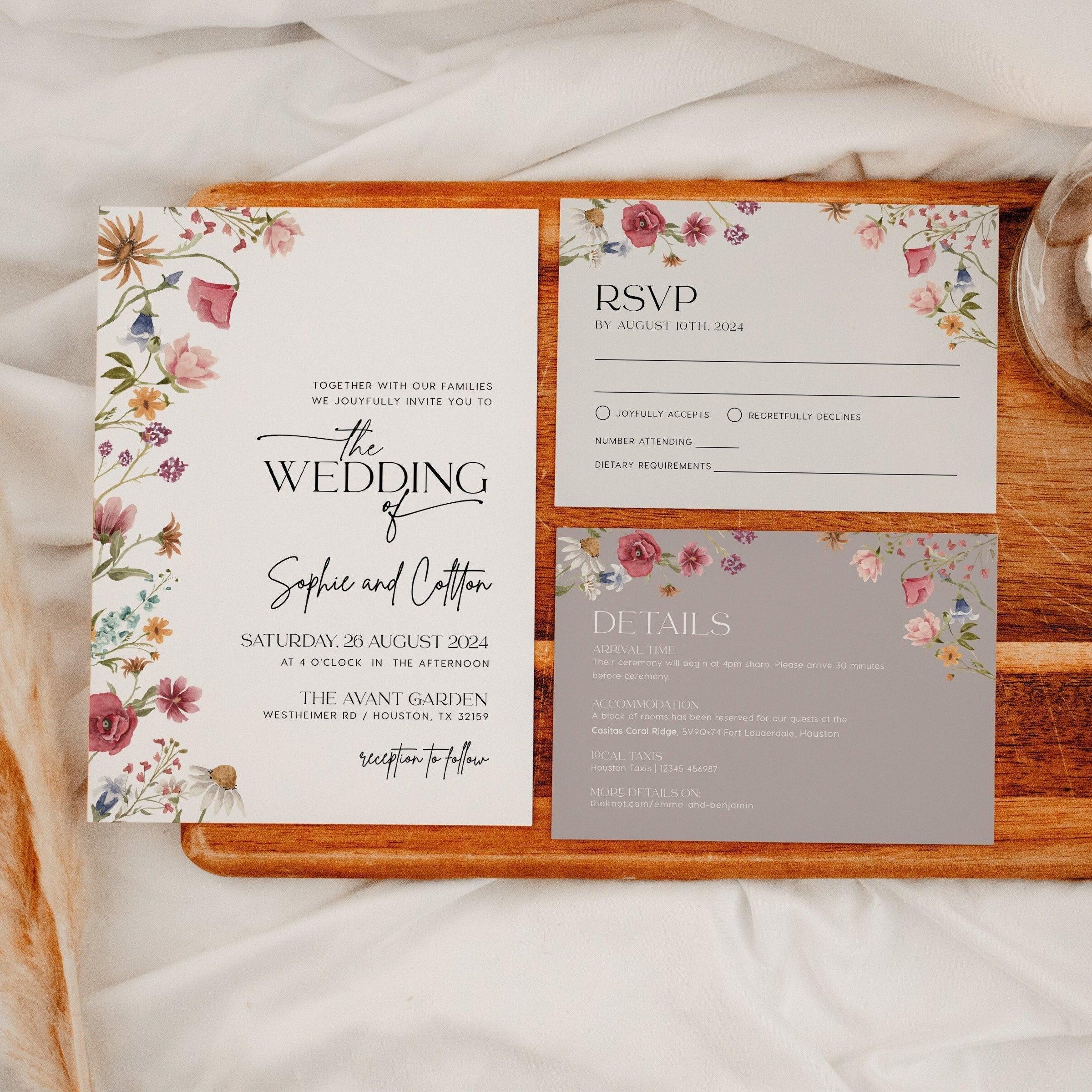 Wildflower Floral Wedding Invitation - LovelyTemplatesCo