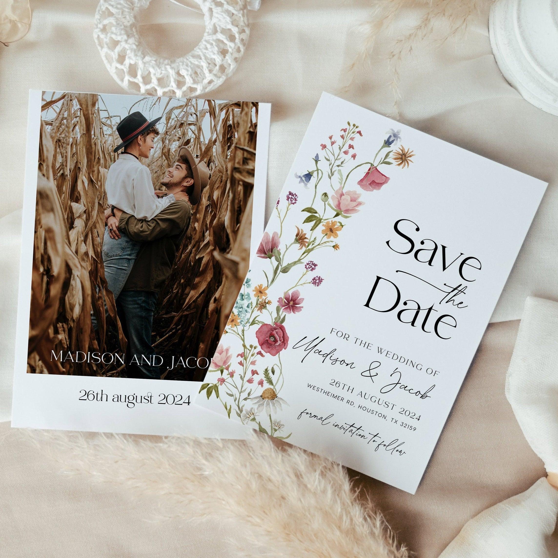 Wildflower Save The Date Invitaiton - LovelyTemplatesCo