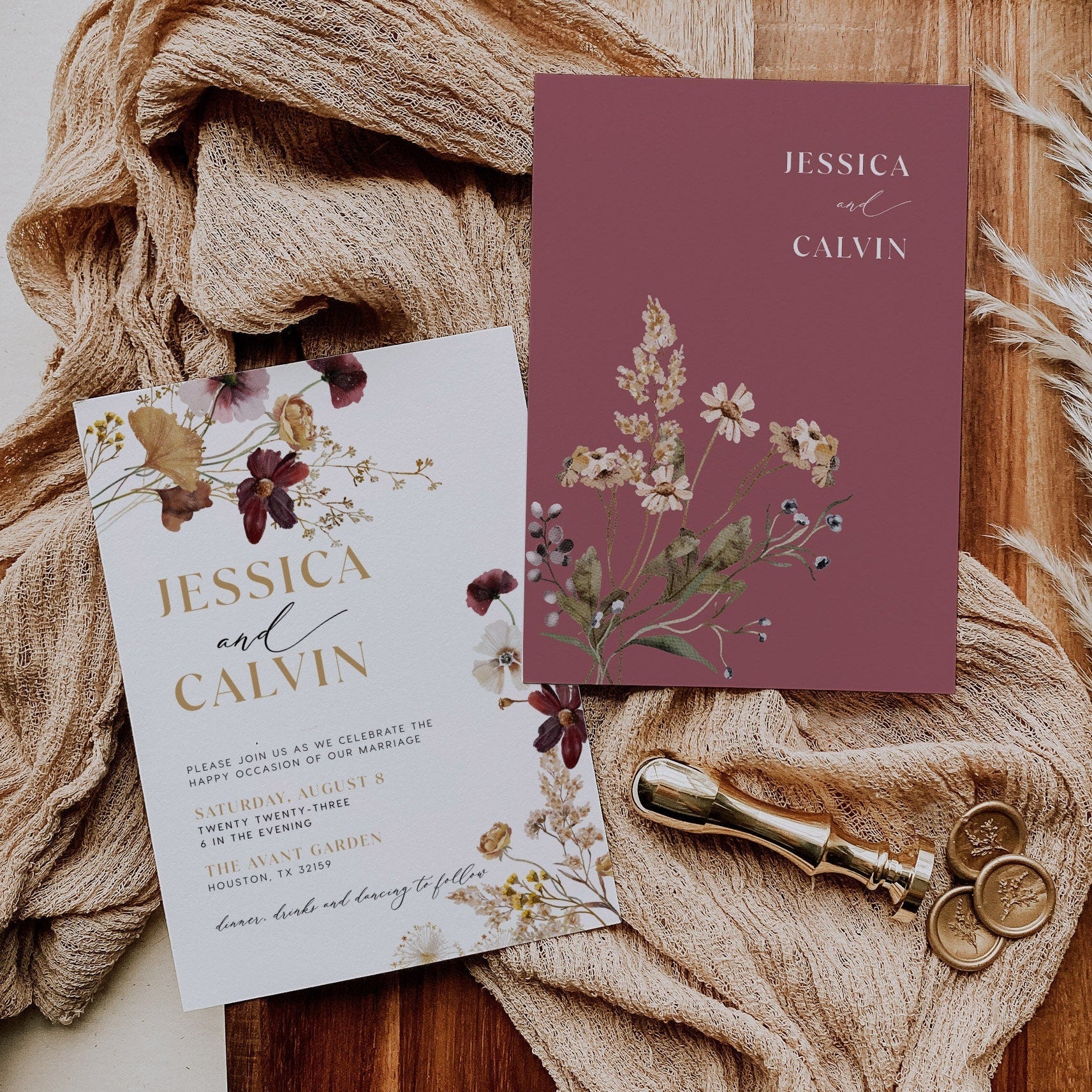 Wildflower wedding invitation template - LovelyTemplatesCo
