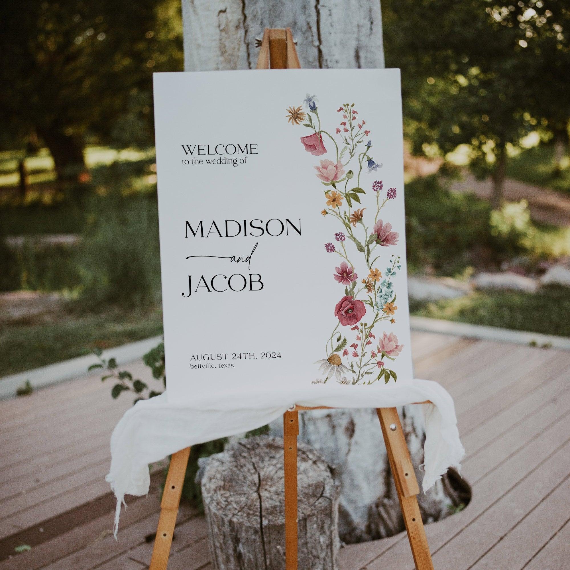 Wildflower Wedding Welcome sign - LovelyTemplatesCo