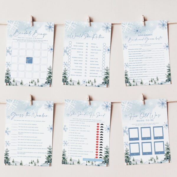 Winter Bridal Shower games bundle, 10 games included - LovelyTemplatesCo