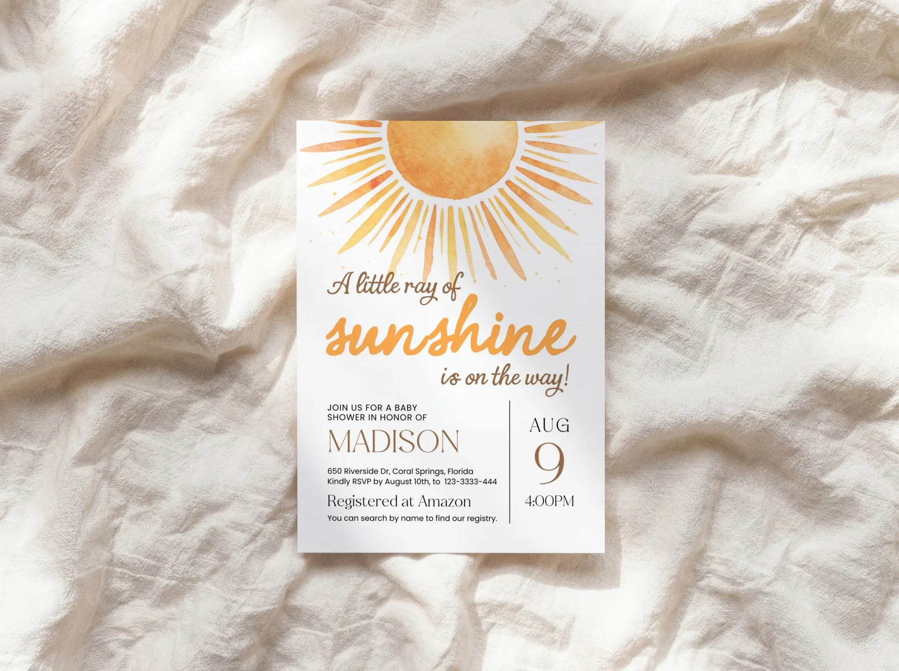 Sunshine Baby Shower Invitation Canva Template detail 2