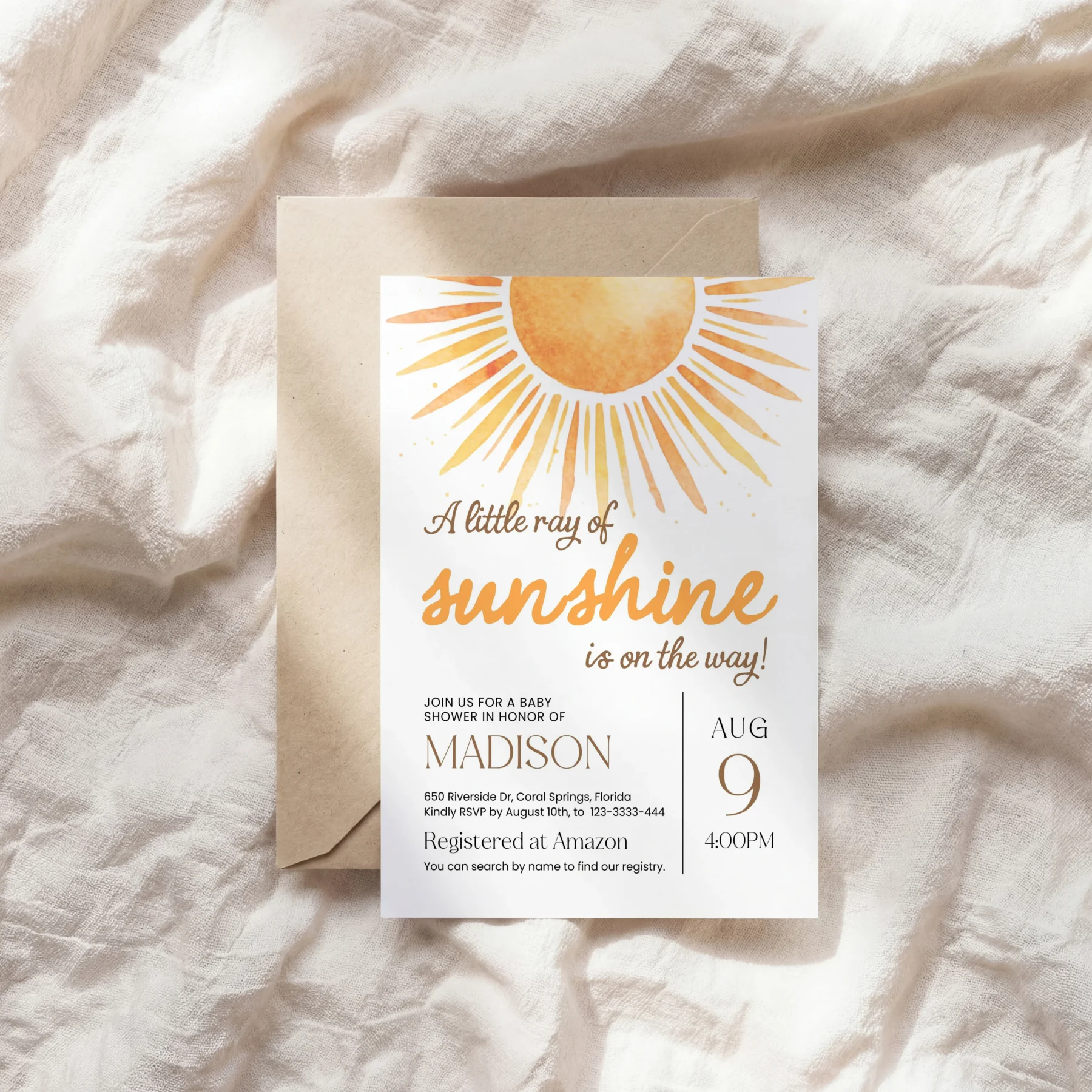 Sunshine Baby Shower Invitation Canva Template detail 3