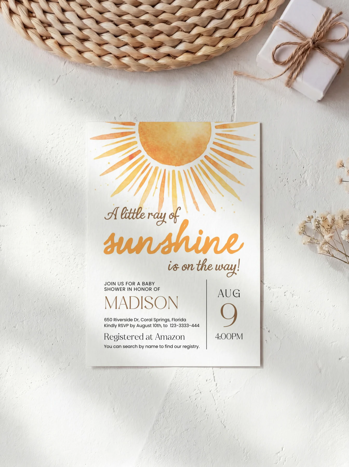 Sunshine Baby Shower Invitation Canva Template detail 4