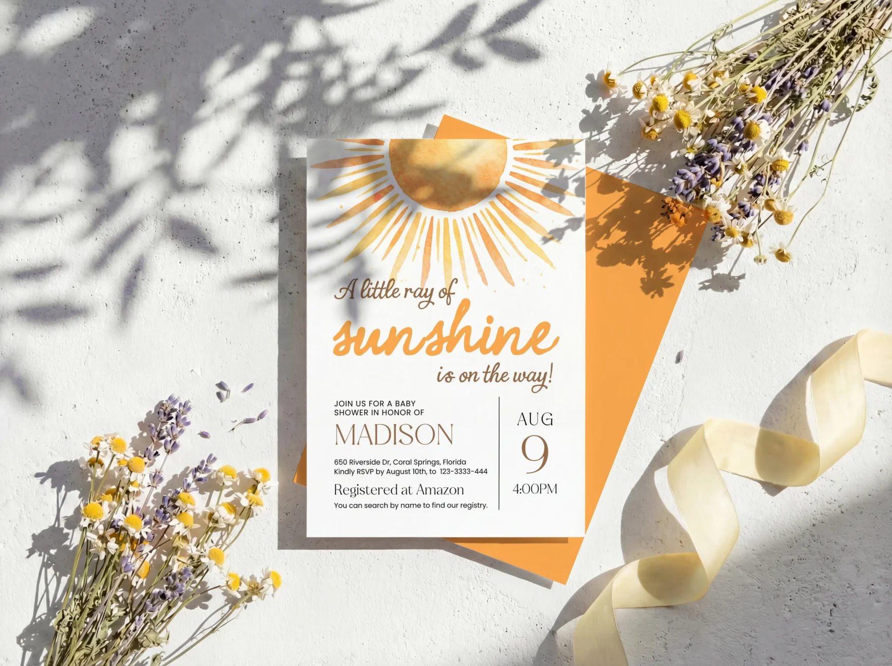 Sunshine Baby Shower Invitation Canva Template detail 6