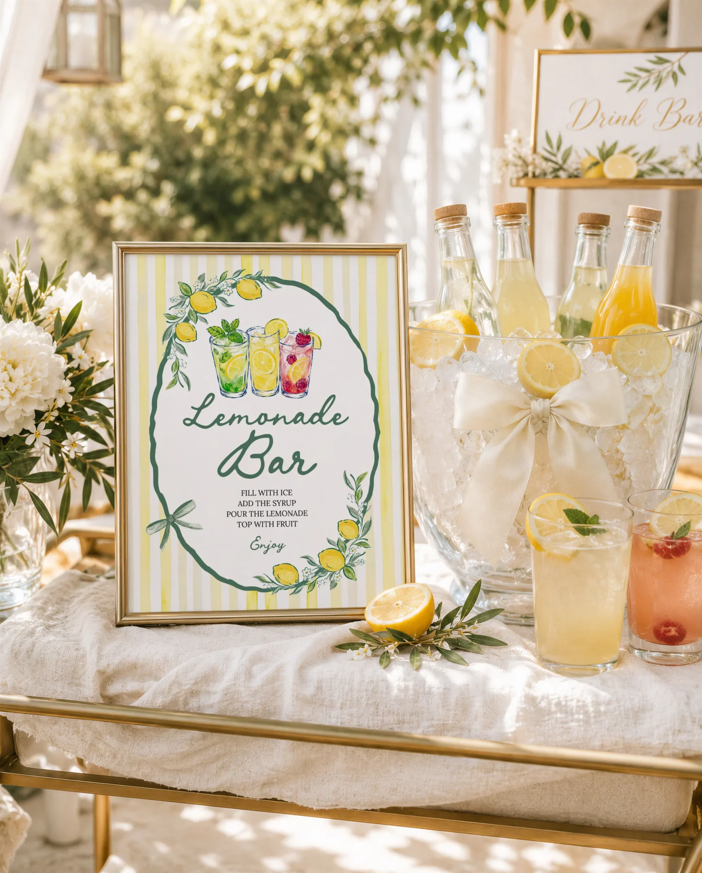 Lemon baby shower Baby Shower Bar Menu Sign Canva Template preview