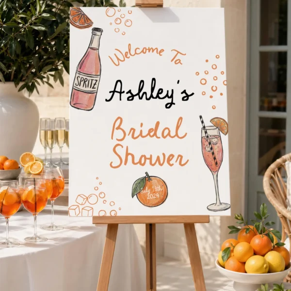 Toast the bride Bridal Shower Welcome Sign Canva Template preview