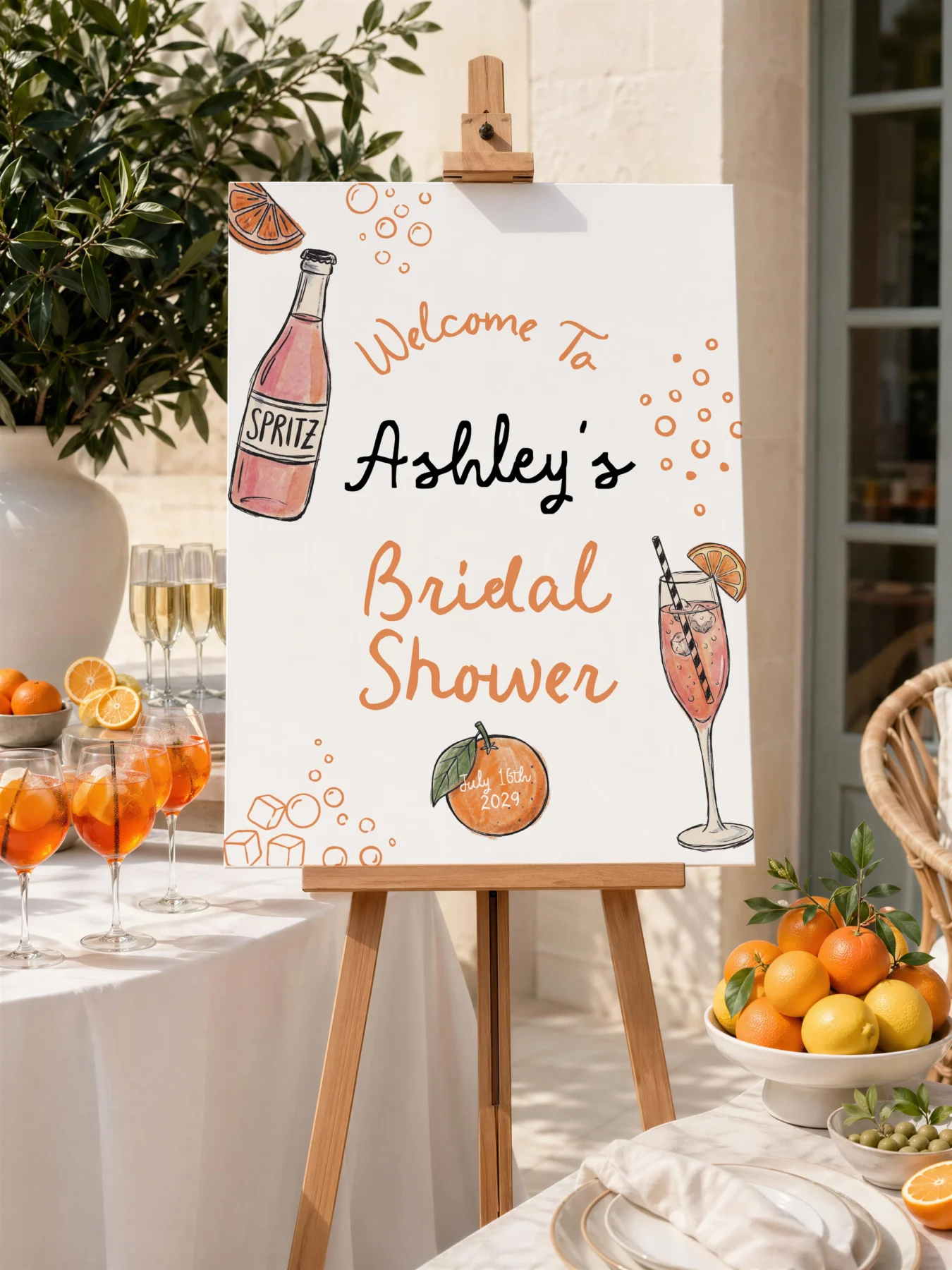 Toast the bride Bridal Shower Welcome Sign Canva Template preview